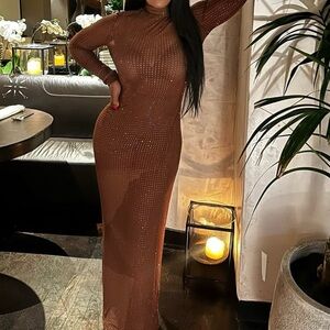 Brown Maxi Dress with beautiful crystal Sparkle